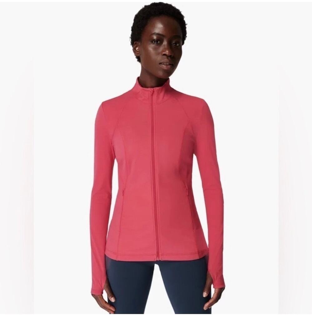 Sweaty Betty Jacket Womens Medium Pink Power Workout Zip Through Fitted Active